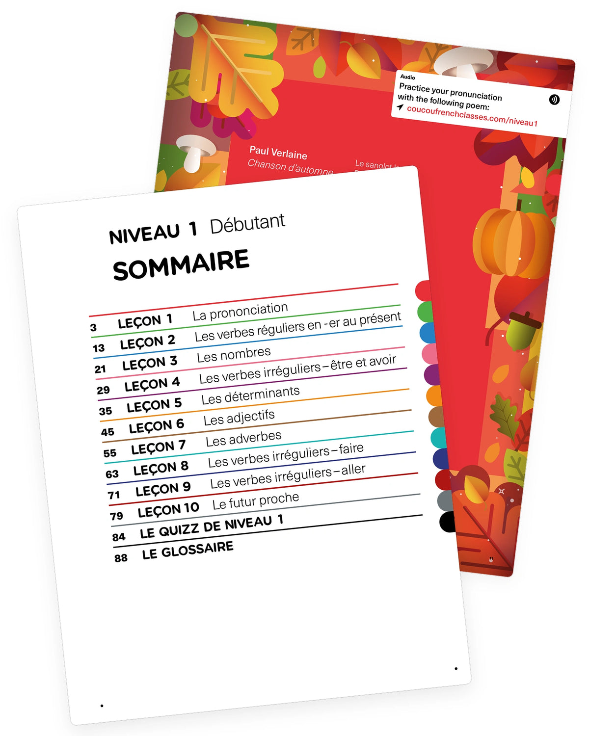 Index and preview of Coucou course book