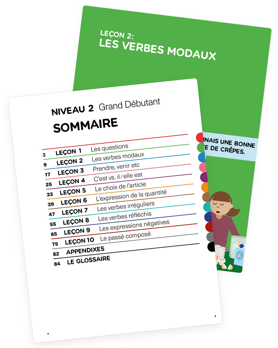 Index and preview of Coucou course book