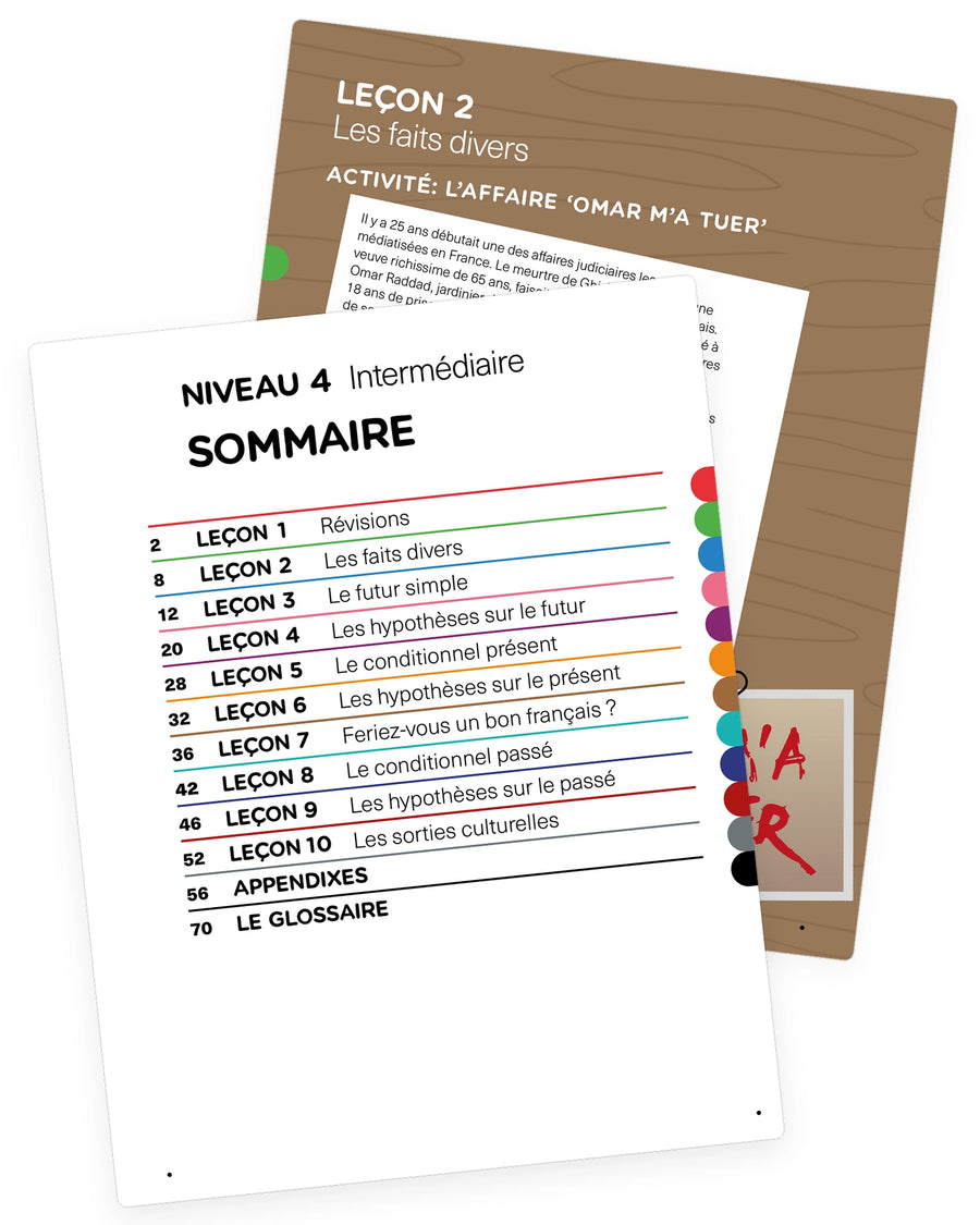Index and preview of Coucou course book